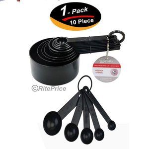 10 Pcs Plastic Measuring Cups Kitchen Spoon Baking Cooking Tools Set (1 Pack)